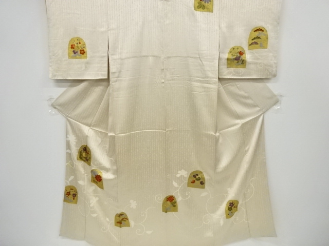 アンティーク　ゑり善謹製　菊に橘枝梅模様刺繍着物